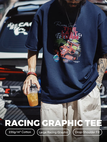 MADEN Men's F1 Racing Print Short-Sleeve T-Shirt