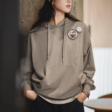 MADEN Women's Raglan Sleeve Embroidered Crewneck Sweater