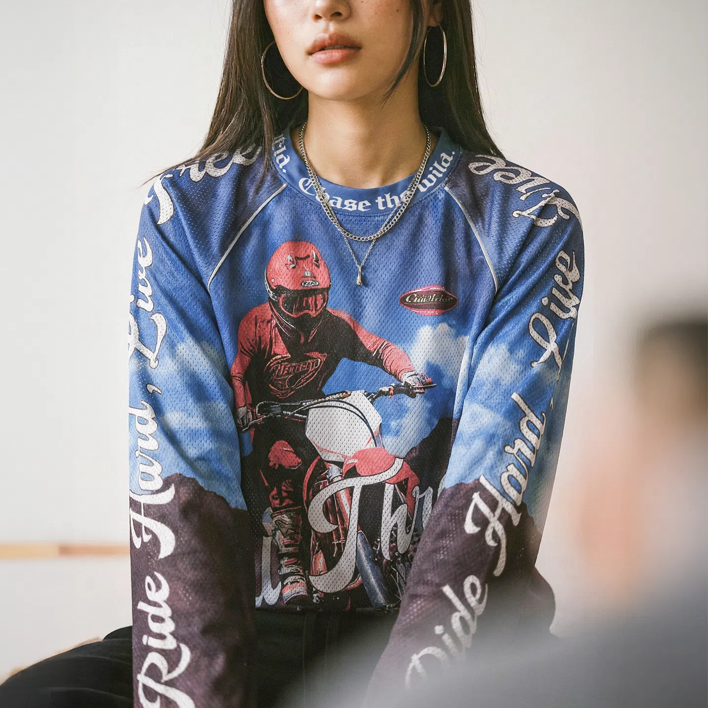 MADEN Scrambler Printed Mesh Long Sleeve T-shirt