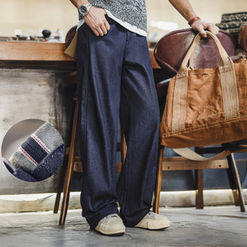 MADEN Herren 15,6oz Selvedge Raw Denim Gerade Jeans
