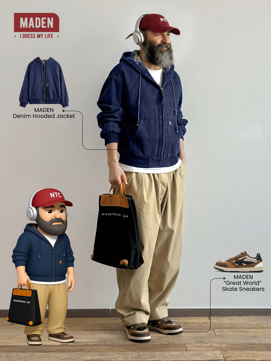 Urban Versatility: The Denim Hoodie & Relaxed Fit Cargo Pants