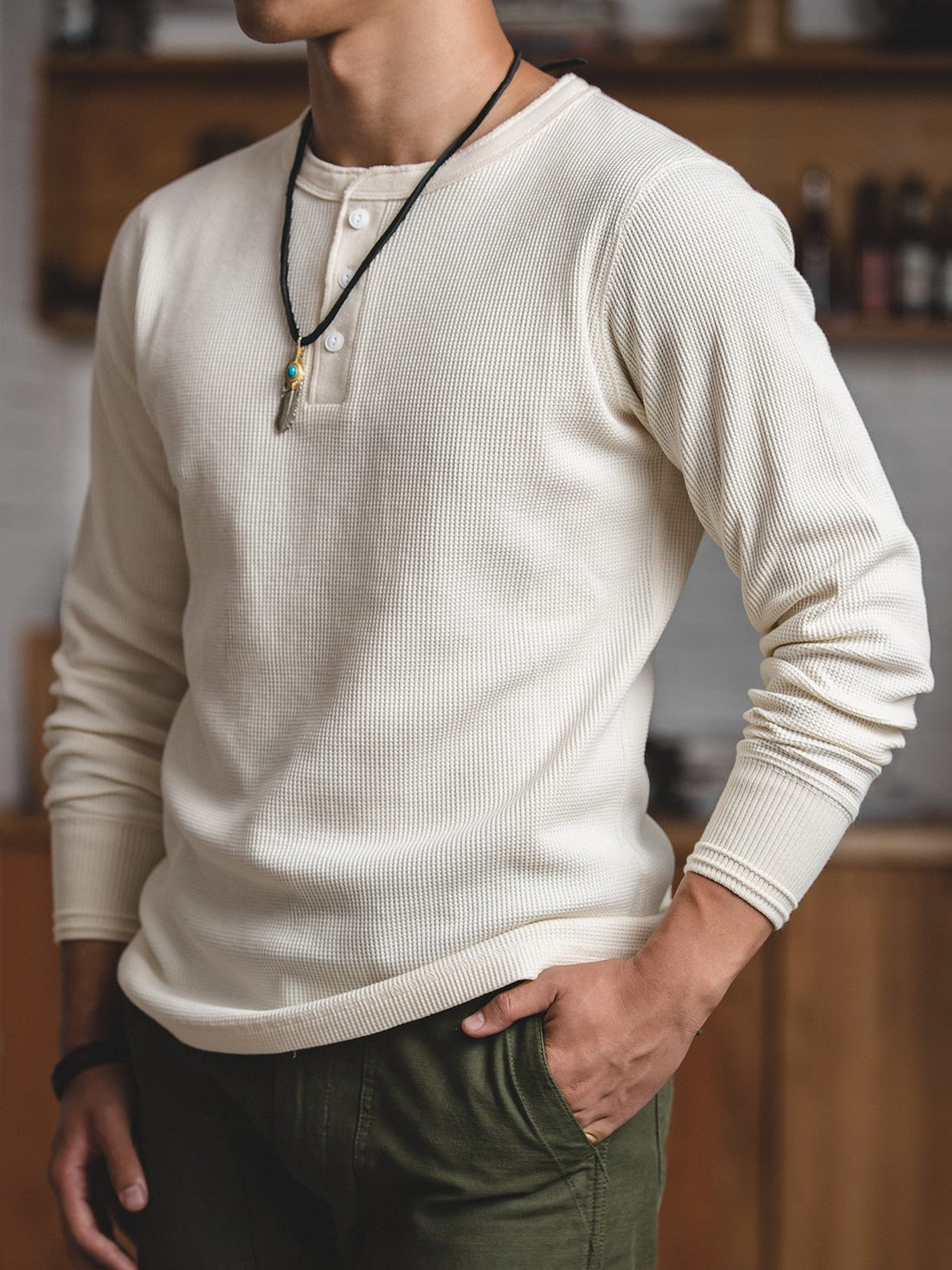 MADEN Waffle Henley Shirt