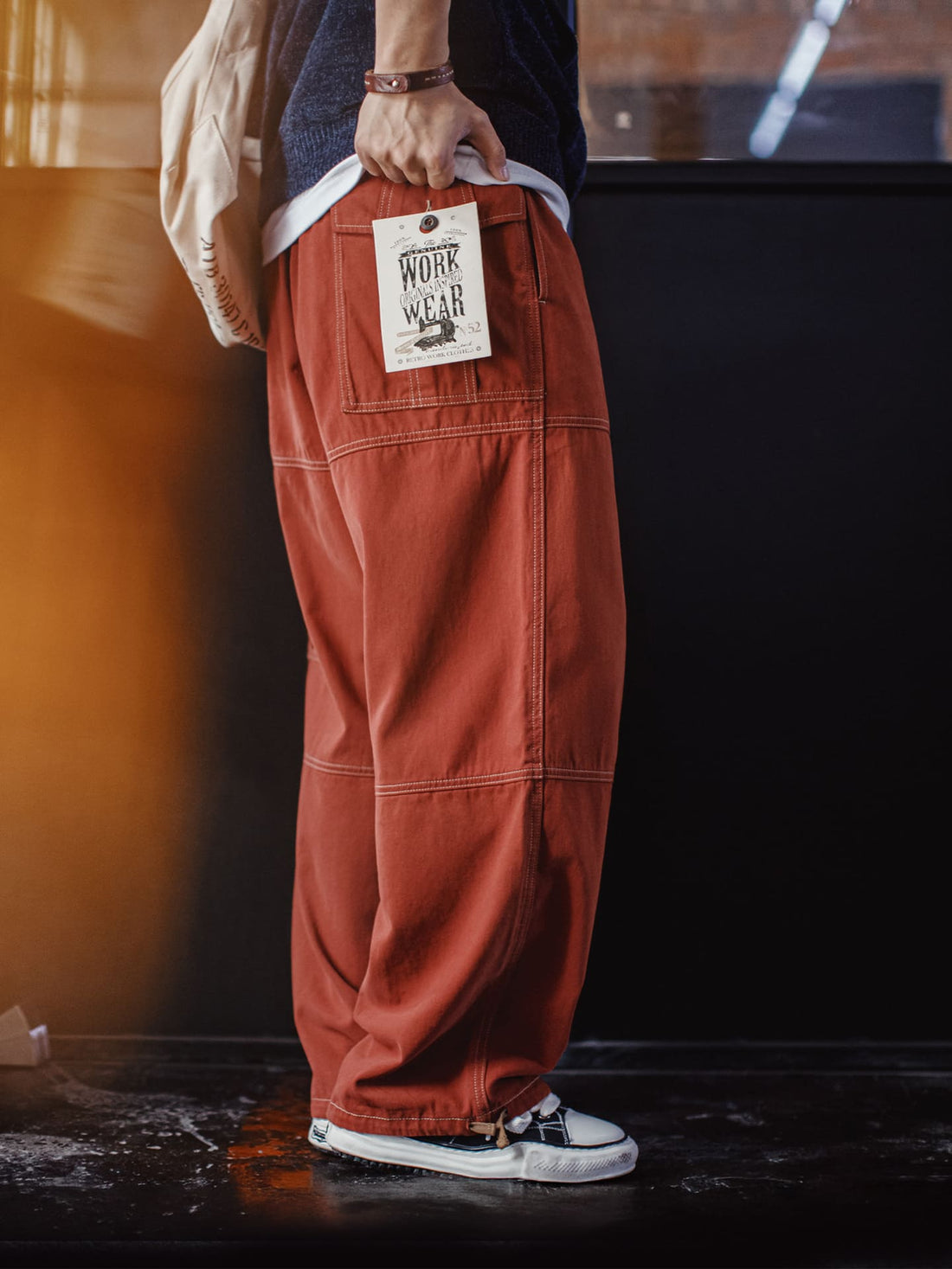 Casual Streetwear | Contrast-Stitch Cargo Pants