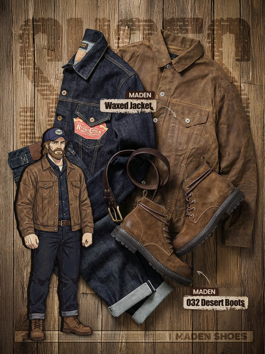 Rugged Workwear |  MADEN Waxed Canvas Jacket & 032 Desert Boots