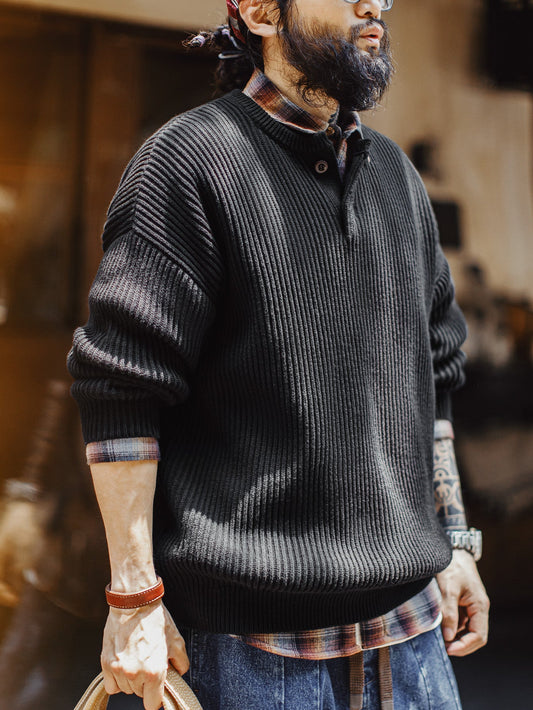 Vintage Casual | MADEN Men's Henley Sweater