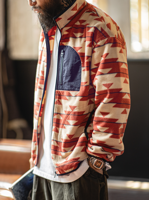 Ethnic Workwear | Navajo Fleece Zip-Up Jacket