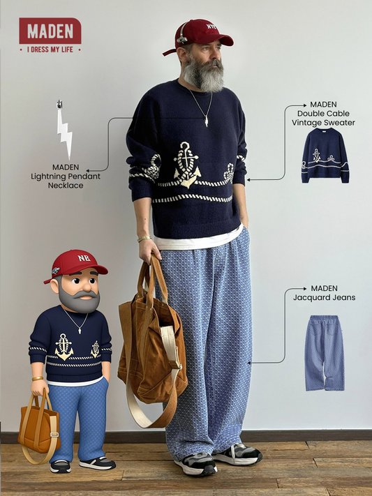 Relaxed Preppy | MADEN Navy Sweater