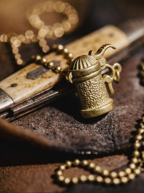 Retro Style | Brass Handle Kettle Pendant Necklace