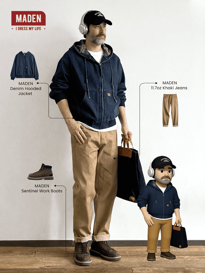 Retro Workwear | Denim Hooded Jacket