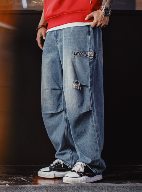 Street Casual | Paratrooper Distressed Denim Jeans
