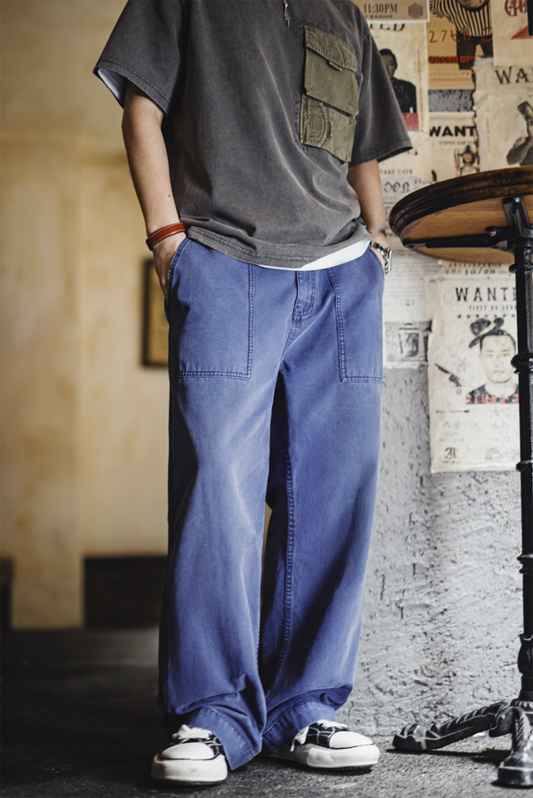 Vintage Workwear | Blue Washed Canvas Pants