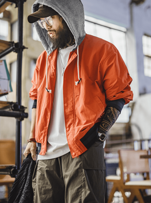 Workwear Casual | Orange Hooded Jacket