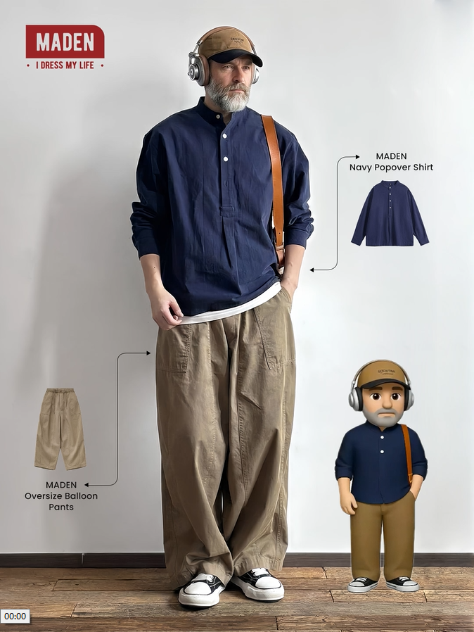 Casual Streetwear | Navy Popover Shirt