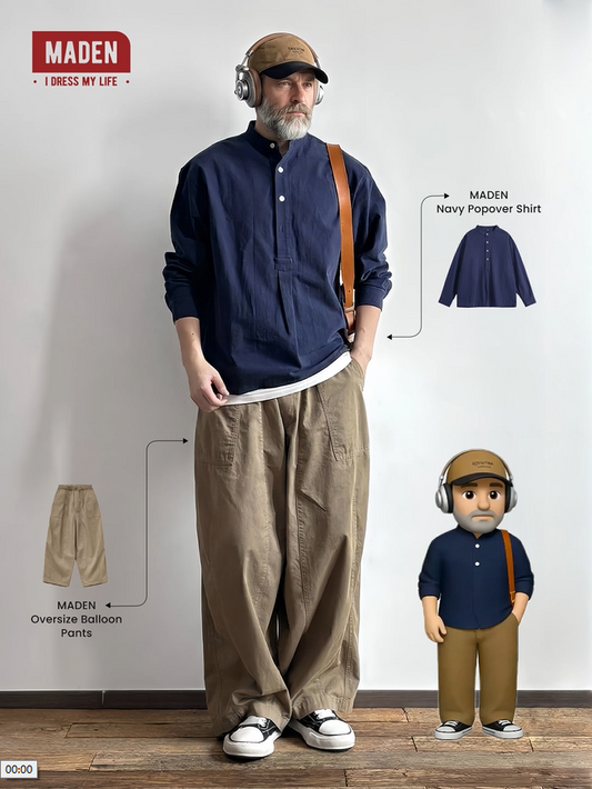 Casual Streetwear | Navy Popover Shirt