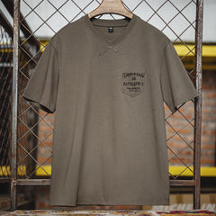 MADEN レトロ 綿100％ ポケット付き メンズ Vネック リブ編み クルーネック 半袖 Tシャツ フィットネス トレーニング カジュアル 多用途 メンズ服 代金引換