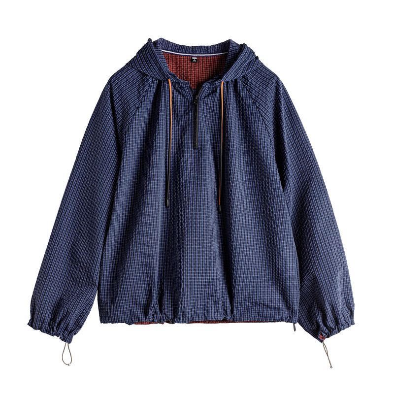 MADEN Seersucker Plaid Hooded Jacket