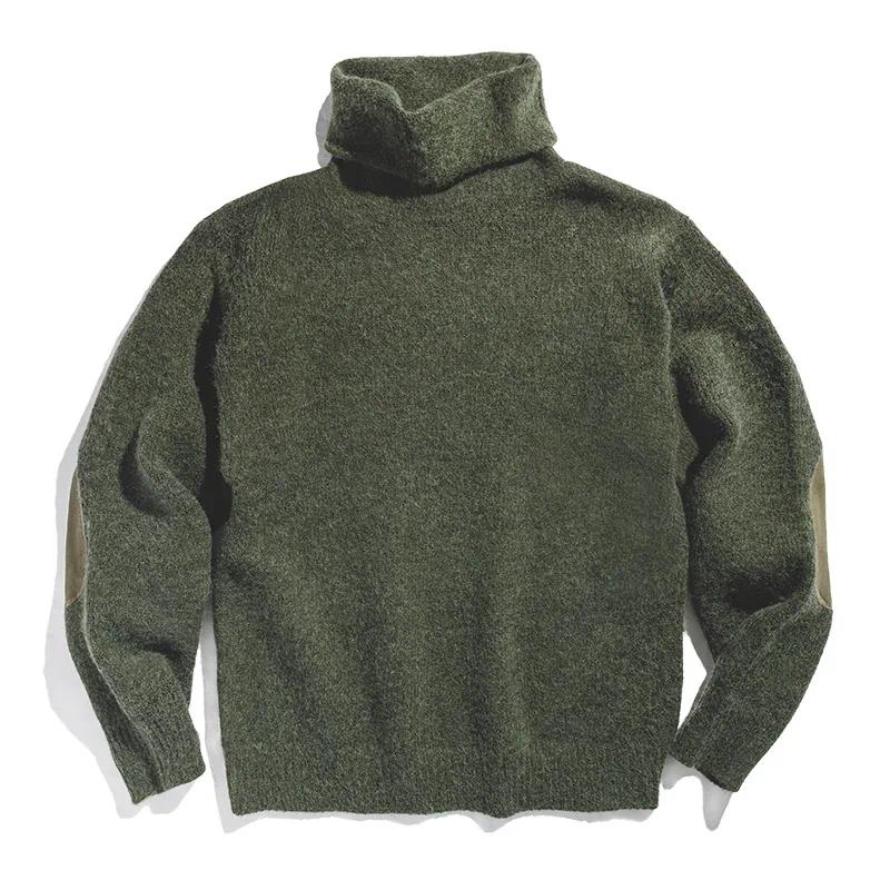 MADEN Mohair Turtleneck Sweater – Vintage Soft Knitted with Elbow Patch