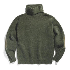 MADEN Herren Mohair Strick Pullover mit Ellbogen-Patches