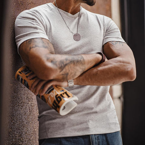 MADEN Lyocell V-Neck Cooling Tee Men’s Slim-Fit Quick-Dry Gym T-Shirt Breathable with Cuffed Sleeves Summer Menswear