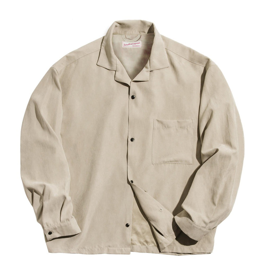 Chemise à manches longues MADEN – Tissu effet peau de pêche rétro, coupe ample 