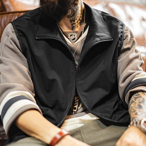 MADEN Men’s Lightweight Utility Vest Gorpcore Outdoor Techwear Gilet with Stand Collar for Layered Streetwear & Hiking