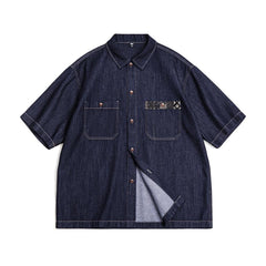 MADEN Boro Jeans-Overshirt mit Indigo-Revers