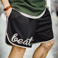 MADEN Doppel-Lagen Mesh Patchwork Basketball Shorts