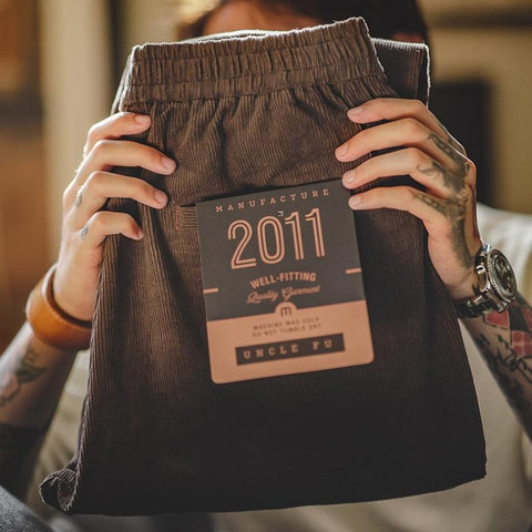 Maden Retro Corduroy Trousers Elastic Waist