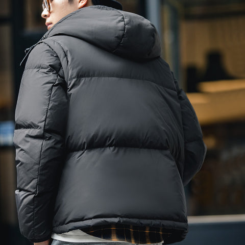 마덴 남성용 겨울 분리형 소매 다운 재킷 야외 기능성 후드 조끼 따뜻한 두꺼운 외투 다용도 파카