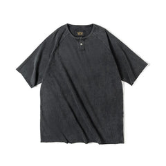 Camiseta Henley retro MADEN para hombre de algodón pesado
