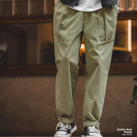 Pantalones sueltos informales estilo retro Maden, corte ajustado, pantalones rectos azul marino verde ejército