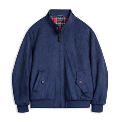 MADEN Herren Wildleder Harrington Bomberjacke mit Reißverschluss