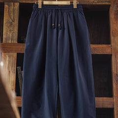 MADEN American Casual Waist Tie Seersucker Japanese Lantern Pants Men Loose Wide Leg Breathable Scimitar Pants Spring Summer