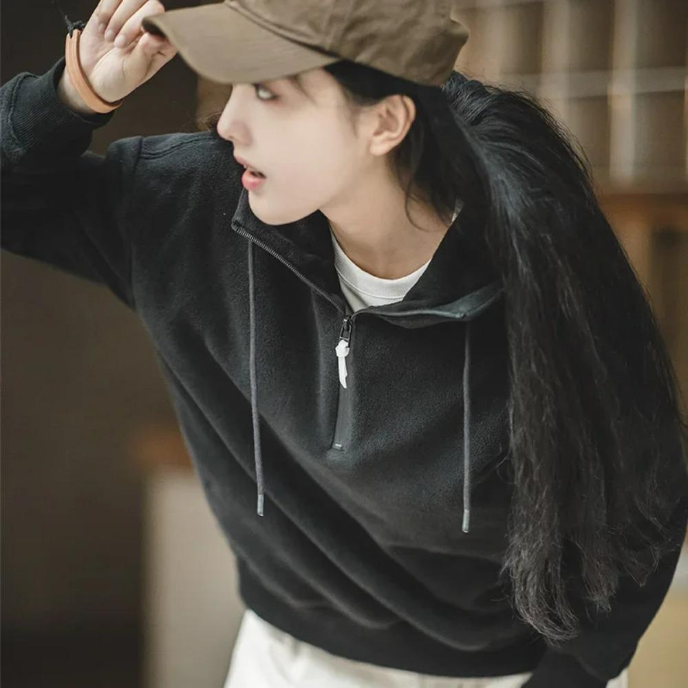 MADEN Dickes, warmes Kapuzensweatshirt für Damen, doppelseitiges Polarfleece, weiches und bequemes Oberbekleidungsstück für Herbst und Winter 
