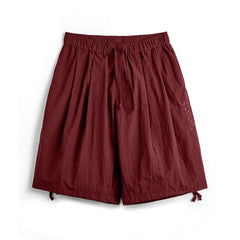 MADEN Navajo bestickte, schwere Baumwoll-Shorts mit lockerem Sitz