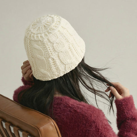 MADEN White Openwork Crocheted Bucket Hat