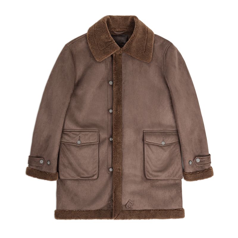 MADEN Wildleder-Fleece Parka-Mantel mittlerer Länge