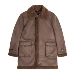 MADEN Wildleder-Fleece Parka-Mantel mittlerer Länge