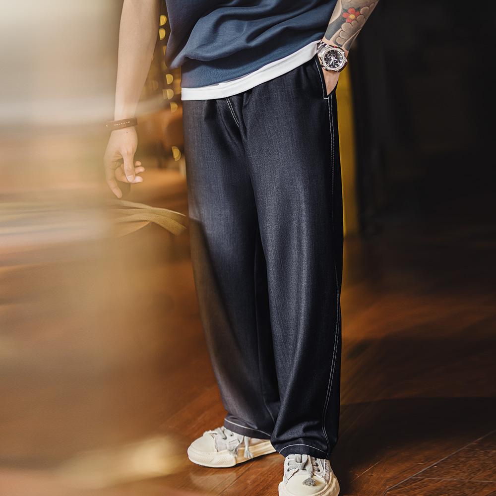 MADEN Herren Locker sitzende Kordelzug-Hose mit geradem Bein