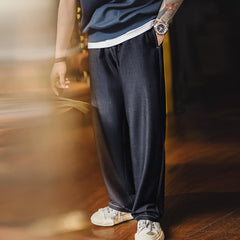 MADEN Herren Locker sitzende Kordelzug-Hose mit geradem Bein