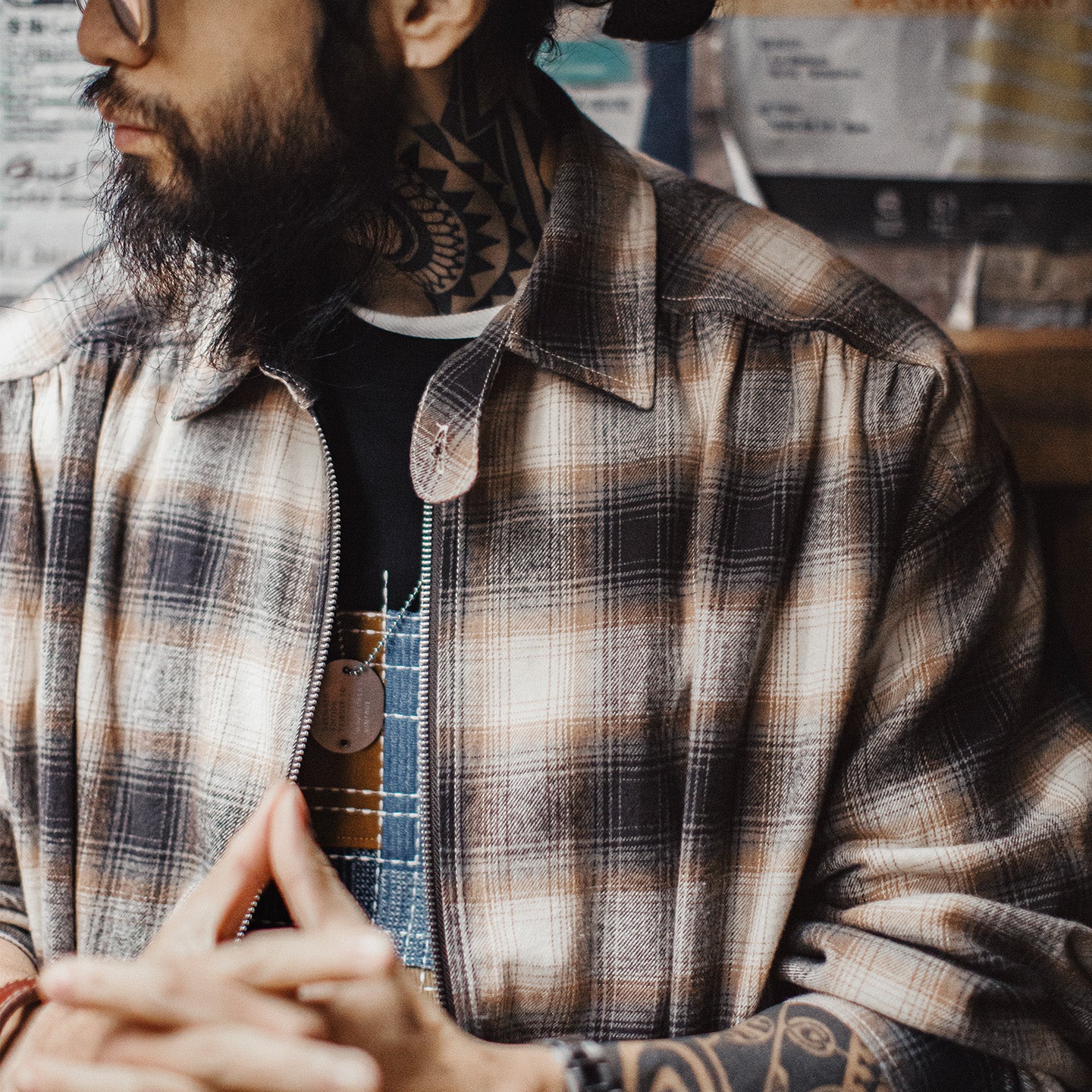 MADEN Plaid Zip-Up Shacket - Cotton 100%