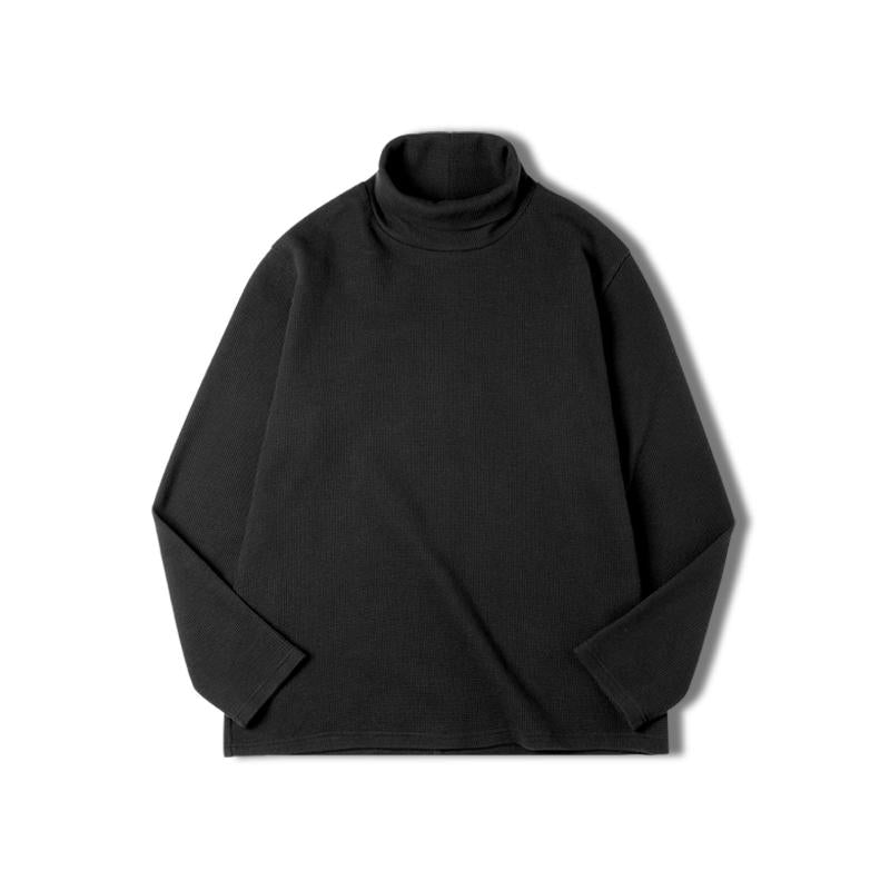 MADEN Herren Schwergewicht Gerippter Rollkragen Slim-Fit Pullover