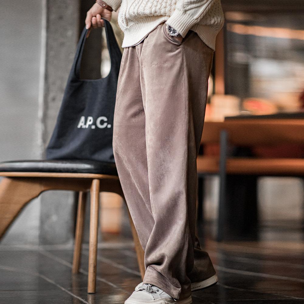Pantalones anchos de ante cepillado para hombre MADEN
