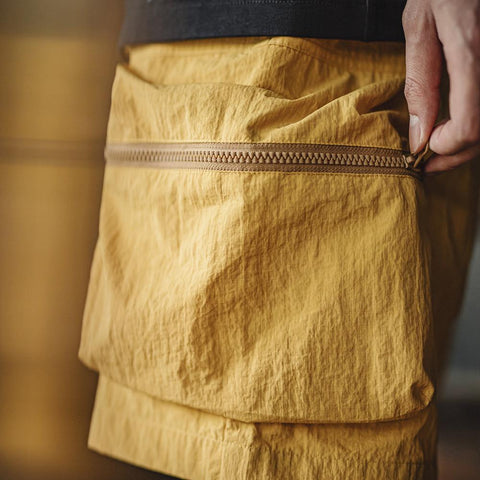 MADEN Outdoor Multi-Pocket Utility  Shorts Quick-Dry Techwear Lightweight Yellow Pants Casual Hiking Running Trousers