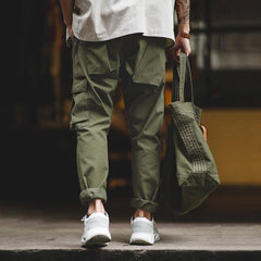 MADEN Men’s Cargo Pants – 100% Cotton Army Green Tactical Trousers
