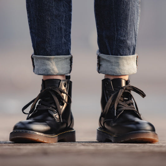 MADEN 6-Eye Soft Leather Mid-Calf Combat Boots