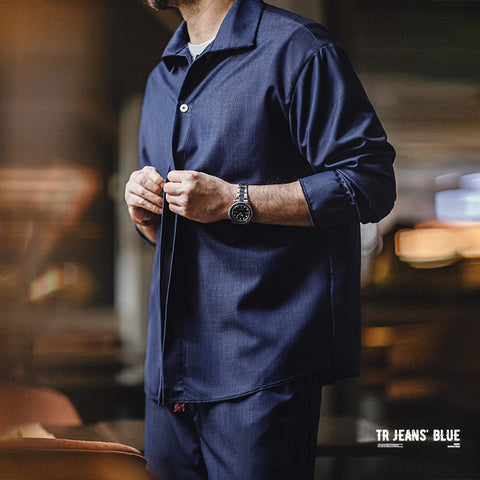 Chemise à manches longues en denim Tencel vintage MADEN 
