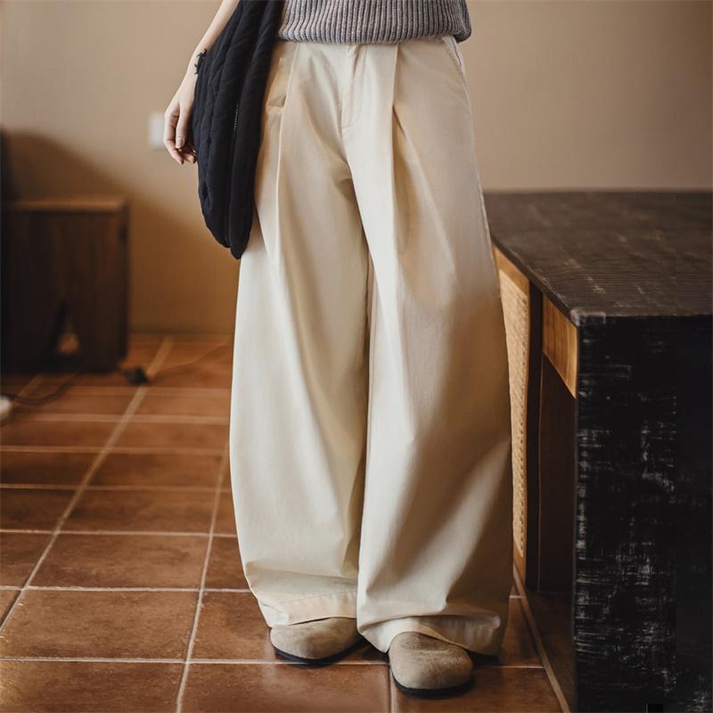 Maden Women's Linen Wide-leg Pants Casual Chic Summer
