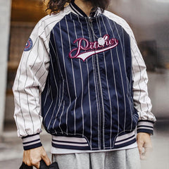 MADEN Herren Bestickte Schwere Baumwoll Varsity Baseballjacke