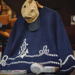 MADEN Herren Marineblauer Strickpullover